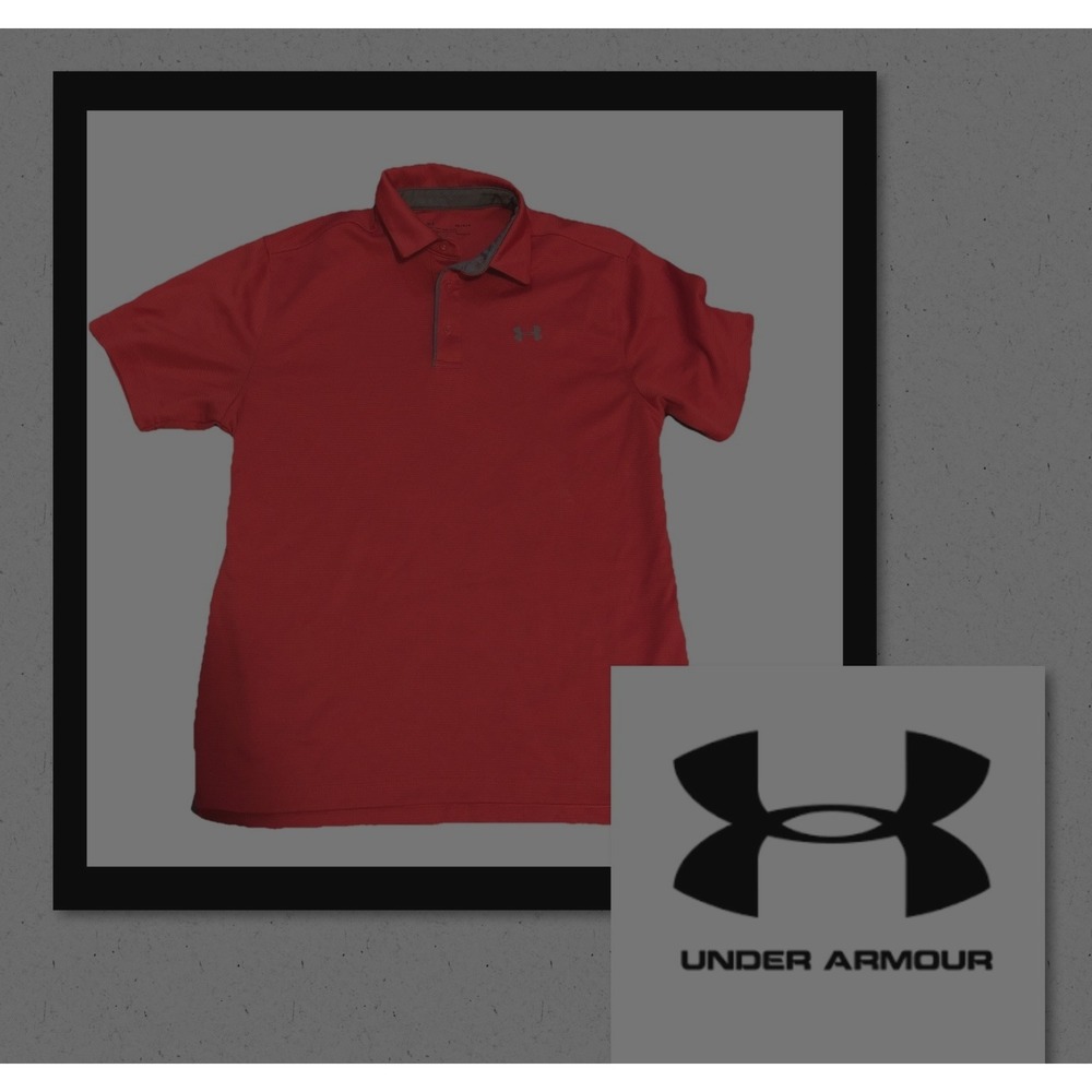 Under Armour - Men's Medium Red Loose Fit Polo Golf Short Sleeve shirt Heat Gear